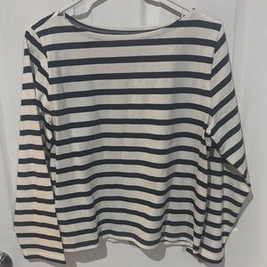 J. Crew Navy and White Striped Long Sleeve Tee